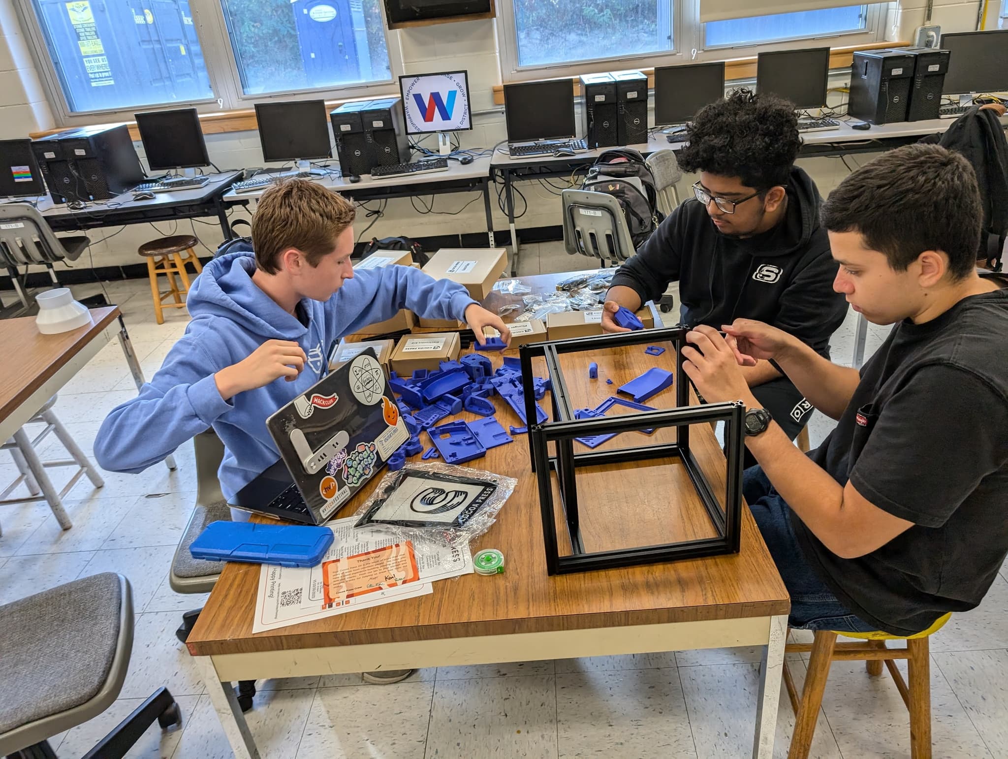 Working on assembling chocolate 3D pritner.