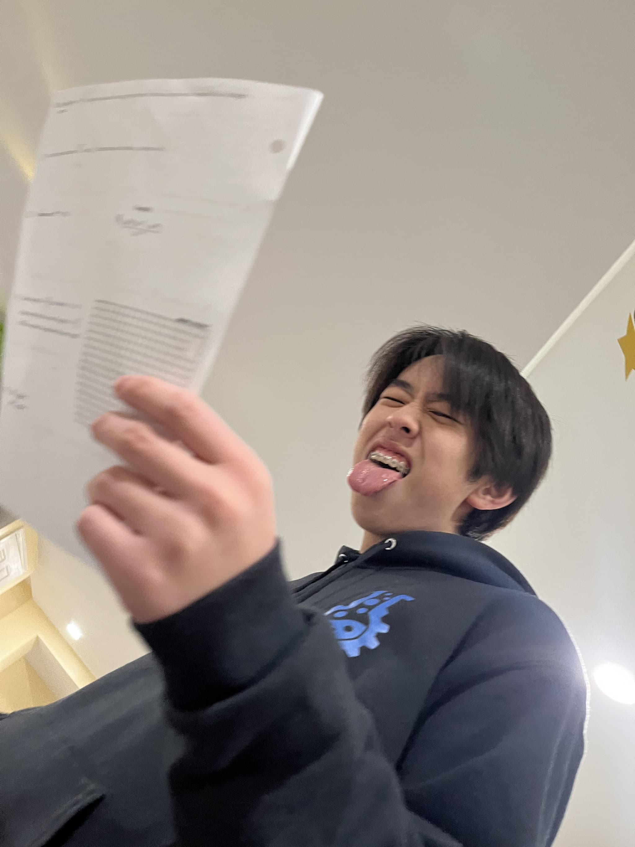 Hiro showing off his math skills.